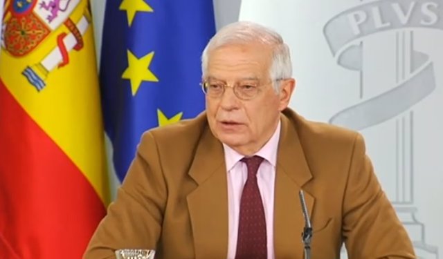 Rueda de prensa del ministro de Exteriores, Josep Borrell, tras el Consejo de Mi