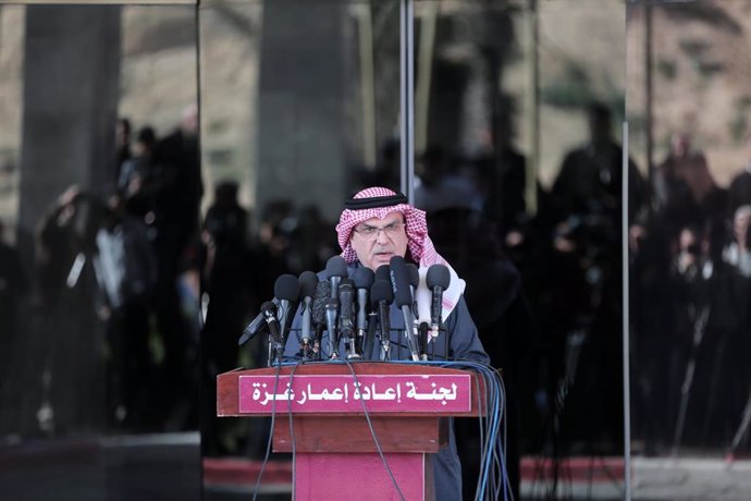 Qatari ambassador press conference in Gaza