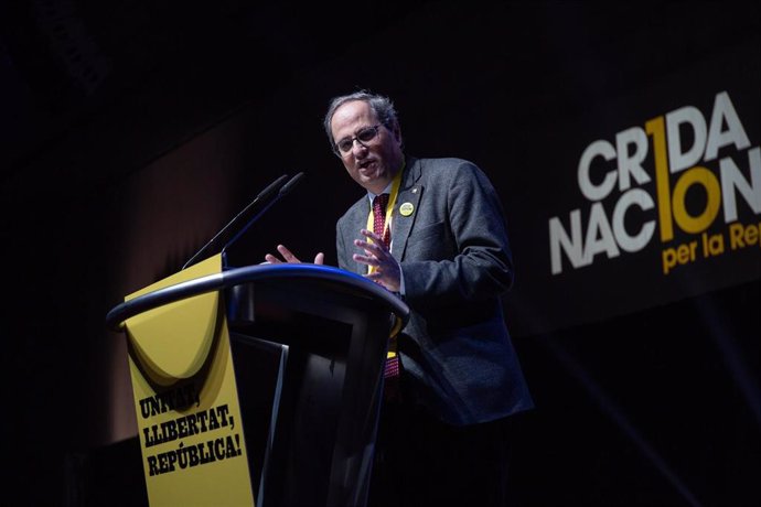 El presidente de la Generalitat, Quim Torra, en el congreso de la Crida Nacional