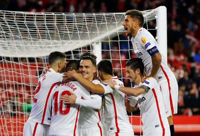 El Sevilla celebra un gol en el Sánchez-Pizjuán