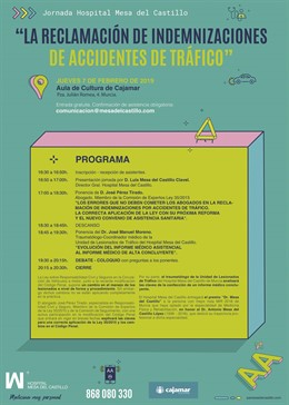Cartel de la jornada 'La reclamación de indemnizaciones de accidentes de tráfico
