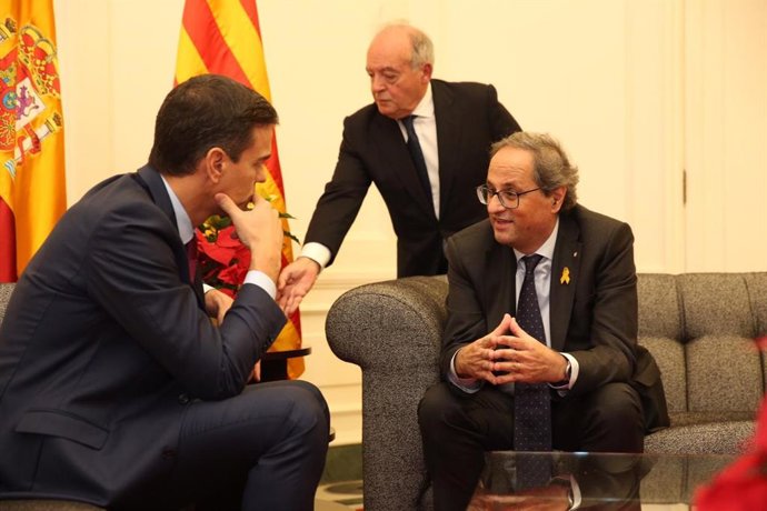 El pte.Del Gobierno, Pedro Sánchez, y el pte.De la Generalitat, Quim Torra