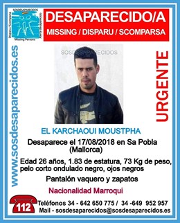 Moustapha El Karchaoui, desaparecido en Sa Pobla