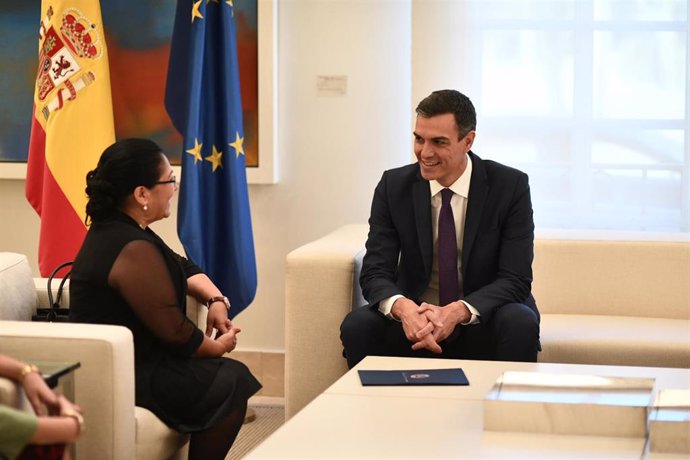 Reunión de Pedro Sánchez con la presidenta del Parlamento Centroamericano, Irma 