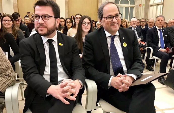 El president de la Generalitat, Quim Torra, i el vicepresident, Pere Aragons.