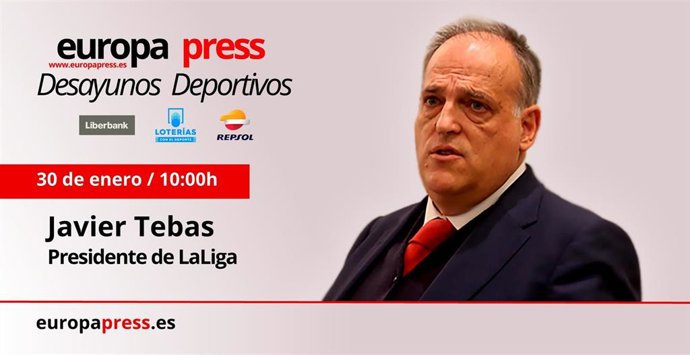 Javier Tebas, presidente de LaLiga en los Desayunos Deportivos de Europa Press