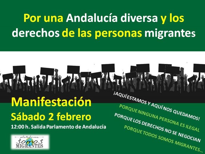 Cartel de manifestación de Somos Migrantes