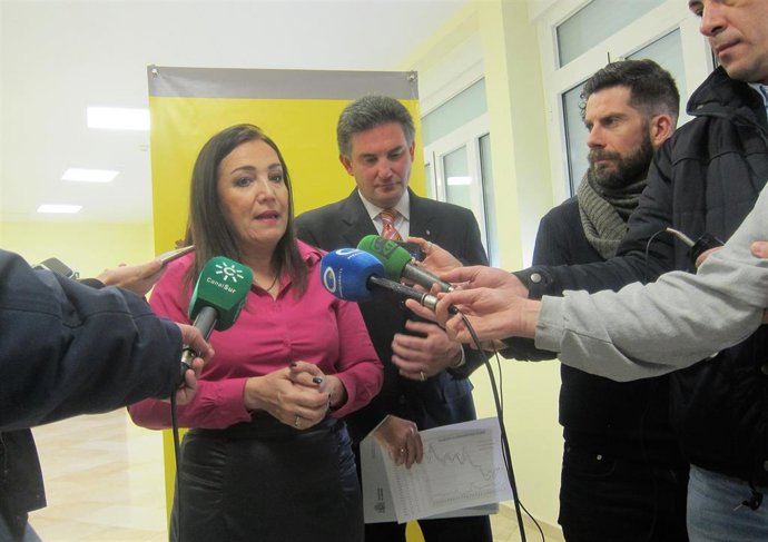 La subdelegada del Gobierno en Jaén, Catalina Madueño, atiende a los periodistas