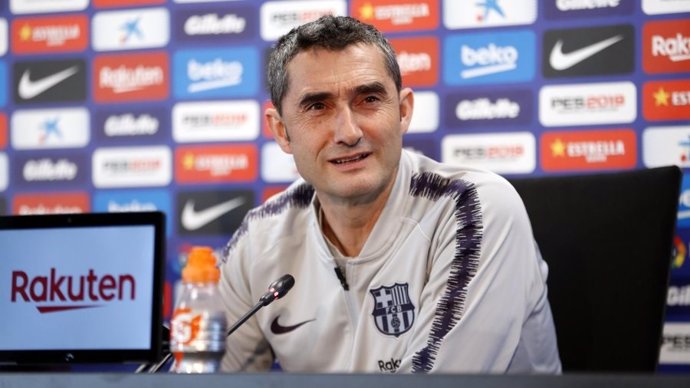 L'entrenador del FC Barcelona, Ernesto Valverde, en roda de premsa