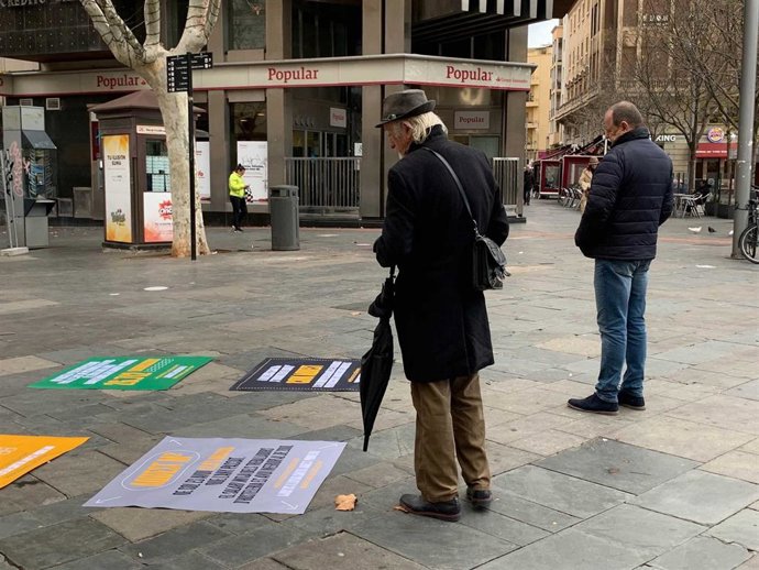 Acción reivindicativa desarrollada este mes por el GOB en Plaza España