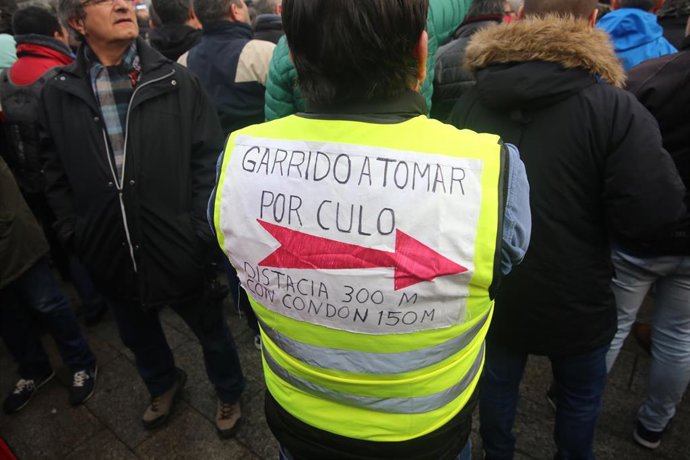 Concentración de taxistas en la puerta del Sol de Madrid 