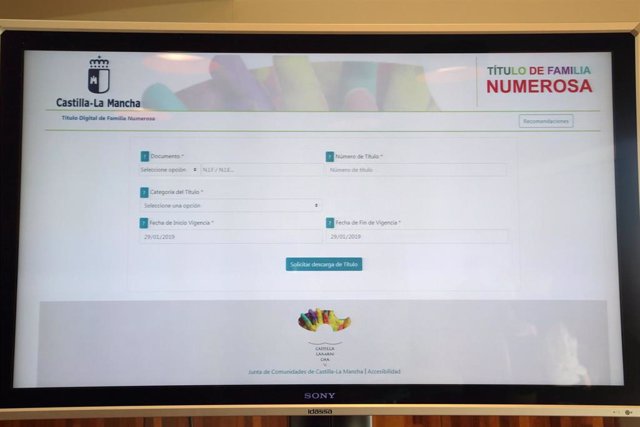 Página para hacer la solicitud del Título Digital para familias numerosas de C-L