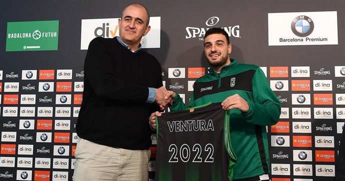 El presidente del Joventut, Juanan Morales, y el jugador Albert Ventura
