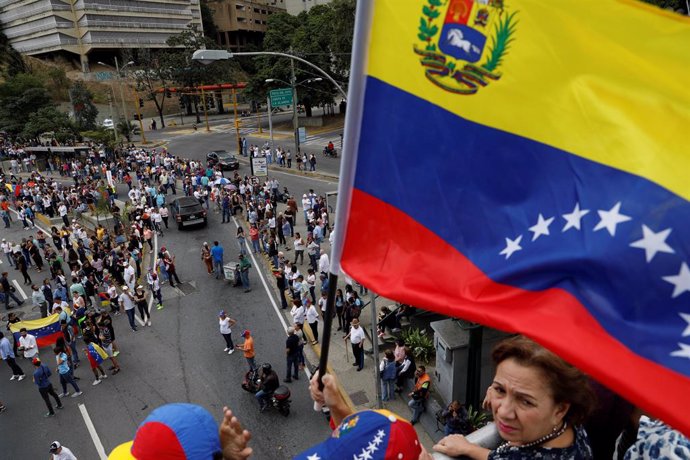 Manifestación en Caracas de apoyo a Juan Guaidó