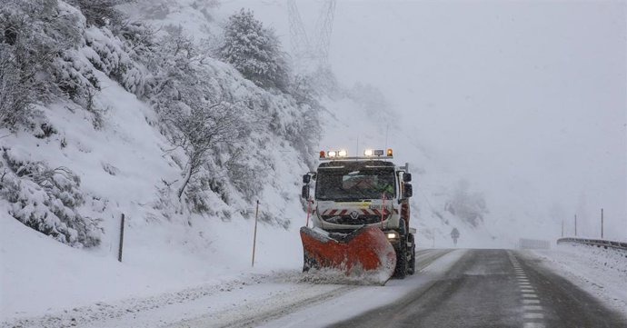 Nevadas en Pajares este martes.