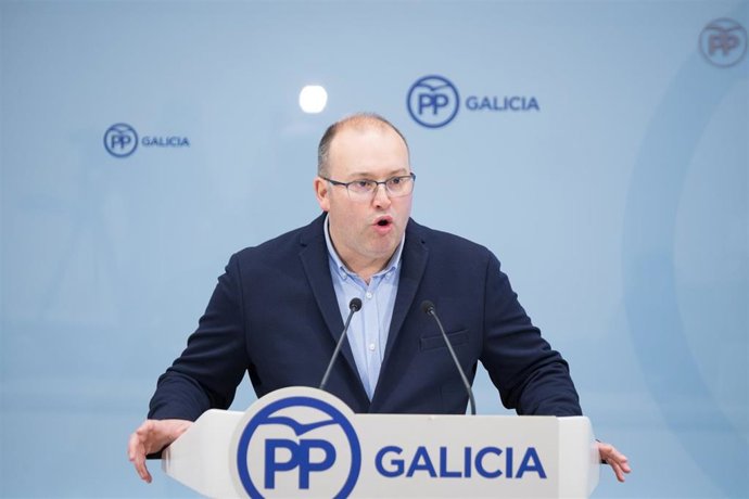 Secretario general del PPdeG, Miguel Tellado, en rueda de prensa