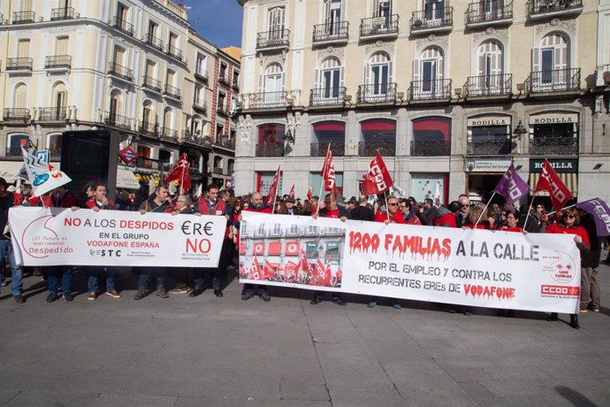 Concentración contra el ERE de Vodafone del 26 de enero en Madrid