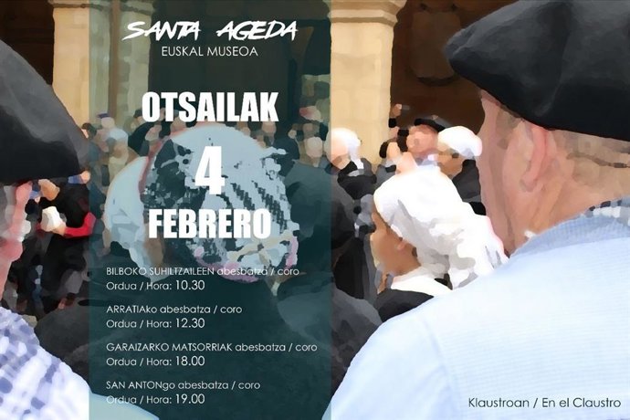 Cuatro grupos cantarán en el Museo Vasco con motivo de Santa Ageda