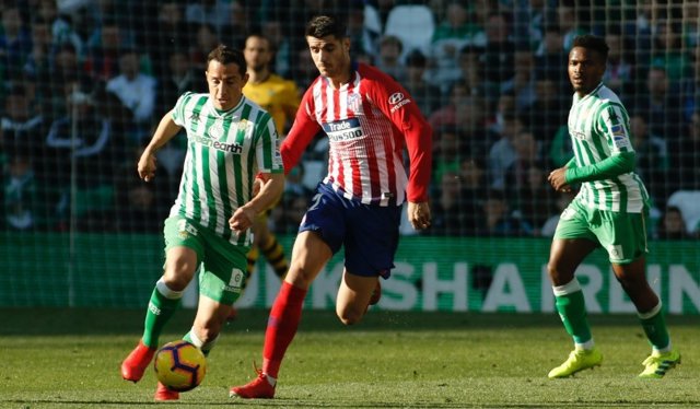Álvaro Morata entrenando con el Atlético de Madrid