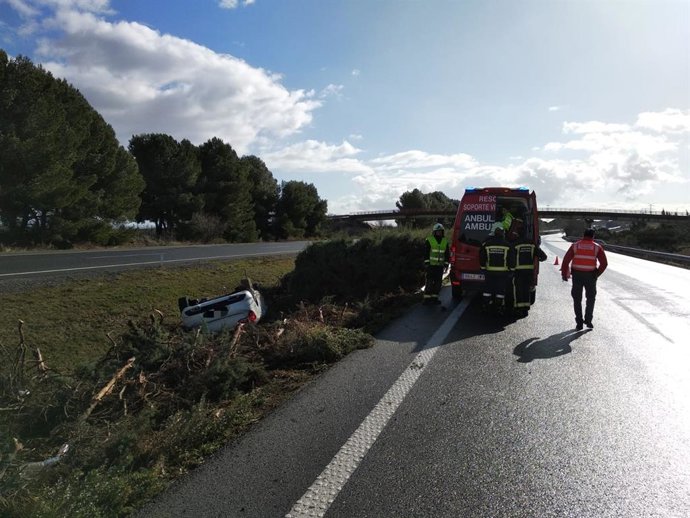 Salida de vía en la AP-15