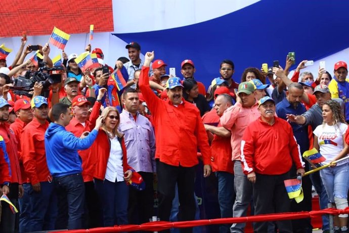 El presidente de Venezuela, Nicolás Maduro, durante una manifestación