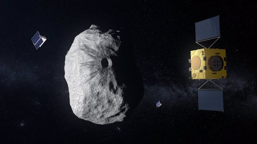 Recreación de la misión Hera ante el asteroide Didymoon