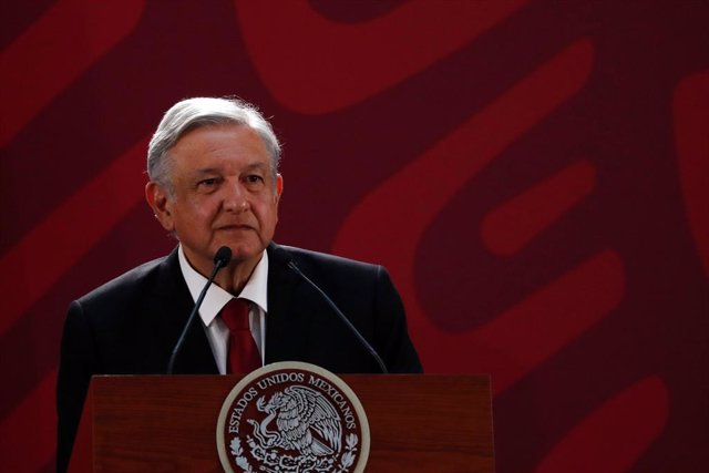 Mexico's President Andres Manuel Lopez Obrador attends a media conference at Pal