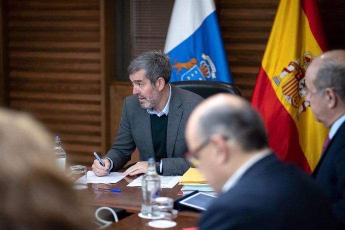Clavijo durante la reunión del Consejo de Gobierno de Canarias este lunes