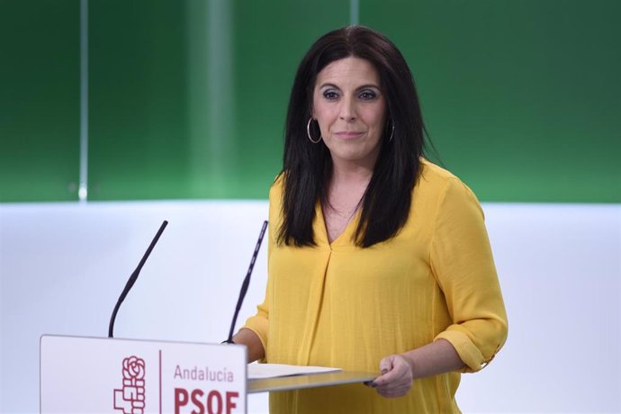 La portavoz del PSOE-A, Ángeles Férriz, en rueda de prensa en Sevilla