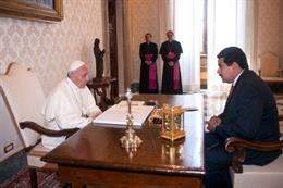 VATICAN CITY, VATICAN - JUNE 17:  Pope Francis receives in audience at his studi