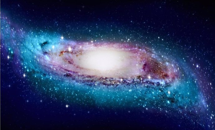 Impresión artística de una Vía Láctea deformada y retorcida