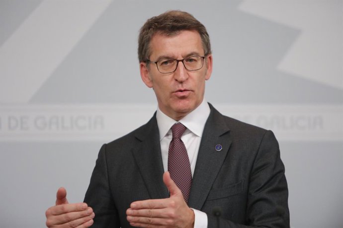 El presidente de la Xunta, Alberto Núñez Feijóo, en rueda de prensa