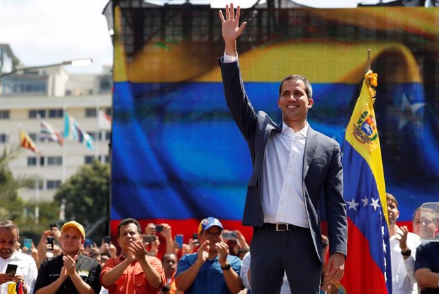 Juan Guaidó durante una manifestación en Caracas