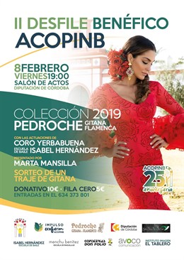Cartel del II Desfile Benéfico de Moda Flamenca de Acopinb