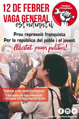 Cartell de la vaga estudiantil del 12 de febrer