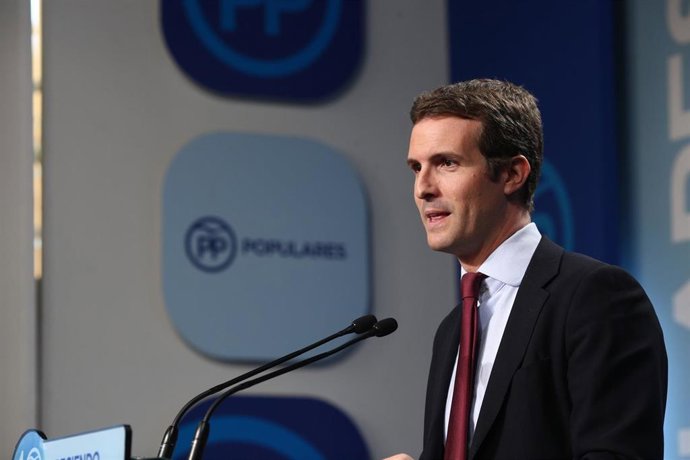 Rueda de prensa de Pablo Casado tras el Comité de Dirección del PP