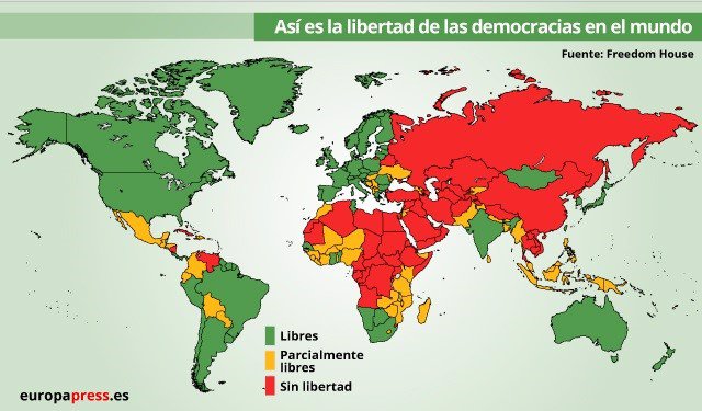 Los países más libres del mundo, según Freedom House