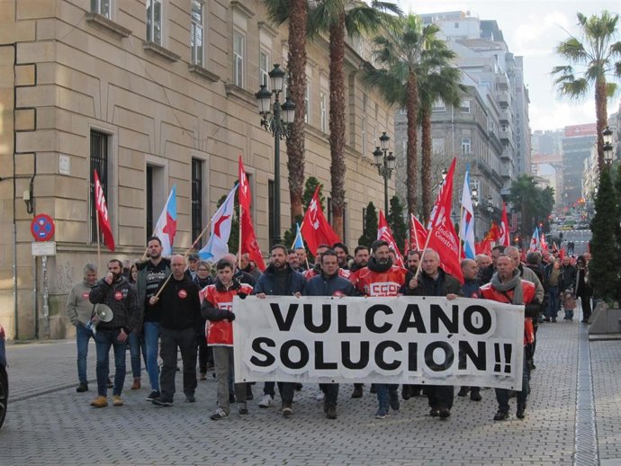 Manifestación de trabajadores de Vulcano