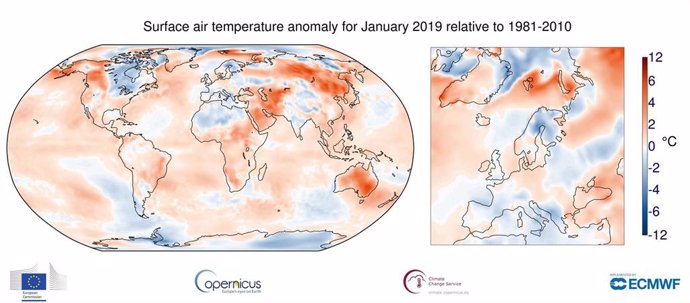 Enero fue 0,4C más cálido de lo normal a nivel mundial