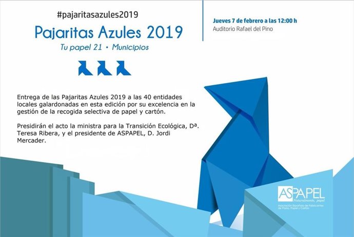Cartel de los Premios Pajaritas Azules 2019