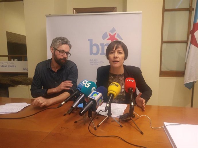 Iván Puentes y Ana Pontón en una rueda de prensa del BNG.