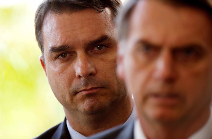 FILE PHOTO: Flavio Bolsonaro, son of Brazil's President Jair Bolsonaro is seen b