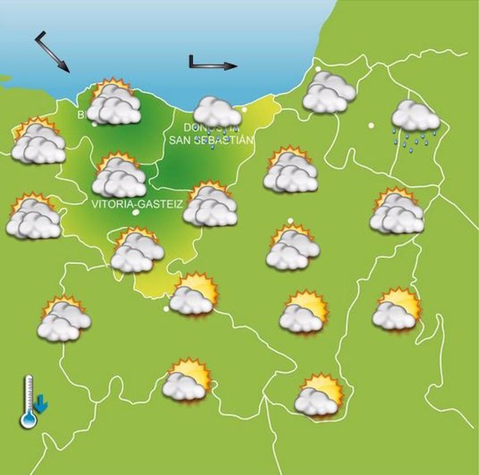 Un frente poco activo dejará abundante nubosidad en la mitad norte de Euskadi es