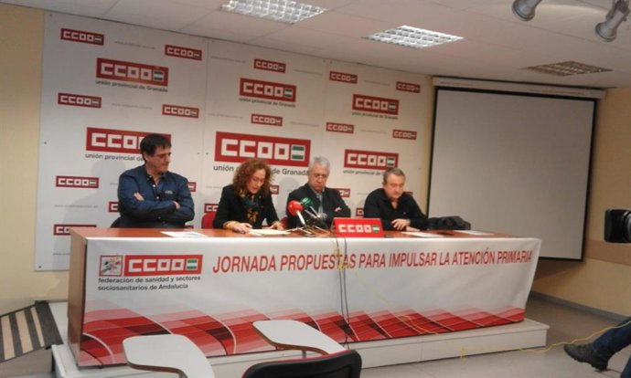 La secretaria general de CCOO-A, Nuria López, en rueda de prensa
