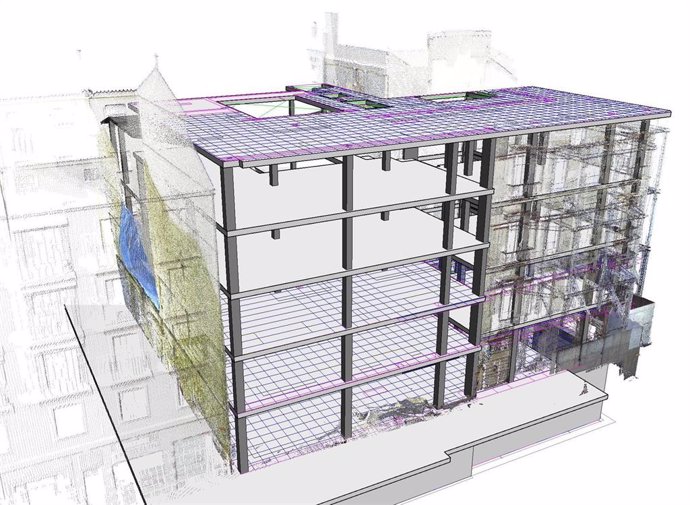Estructura de una construcción en un modelo 3D digital