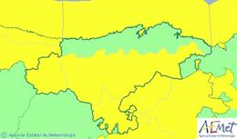 Mapa de avisos activos en Cantabria este domingo