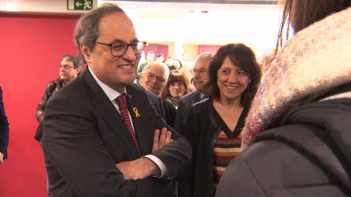 El presidente de la Generalitat, Quim Torra, visita la Universitat de Vic en Bar