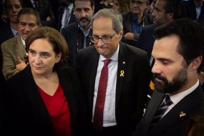 Ada Colau, Quim Torra y Roger Torrent en una imagen de archivo