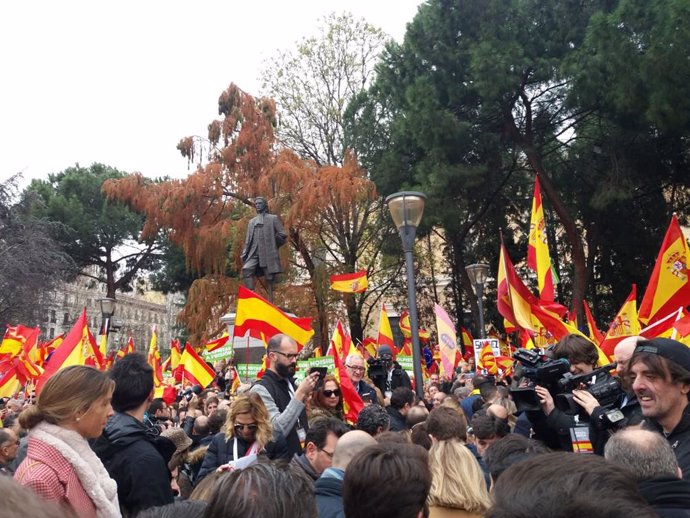 Concentració a la Plaa de Colón (Madrid) sota el lema 'Per una Espanya unida' 