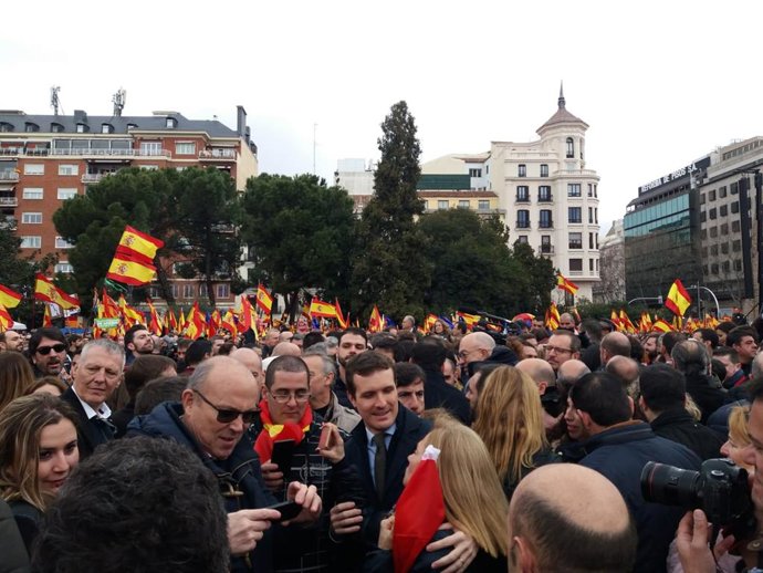 Concentració a la Plaa de Colón (Madrid) sota el lema 'Per una Espanya unida' 